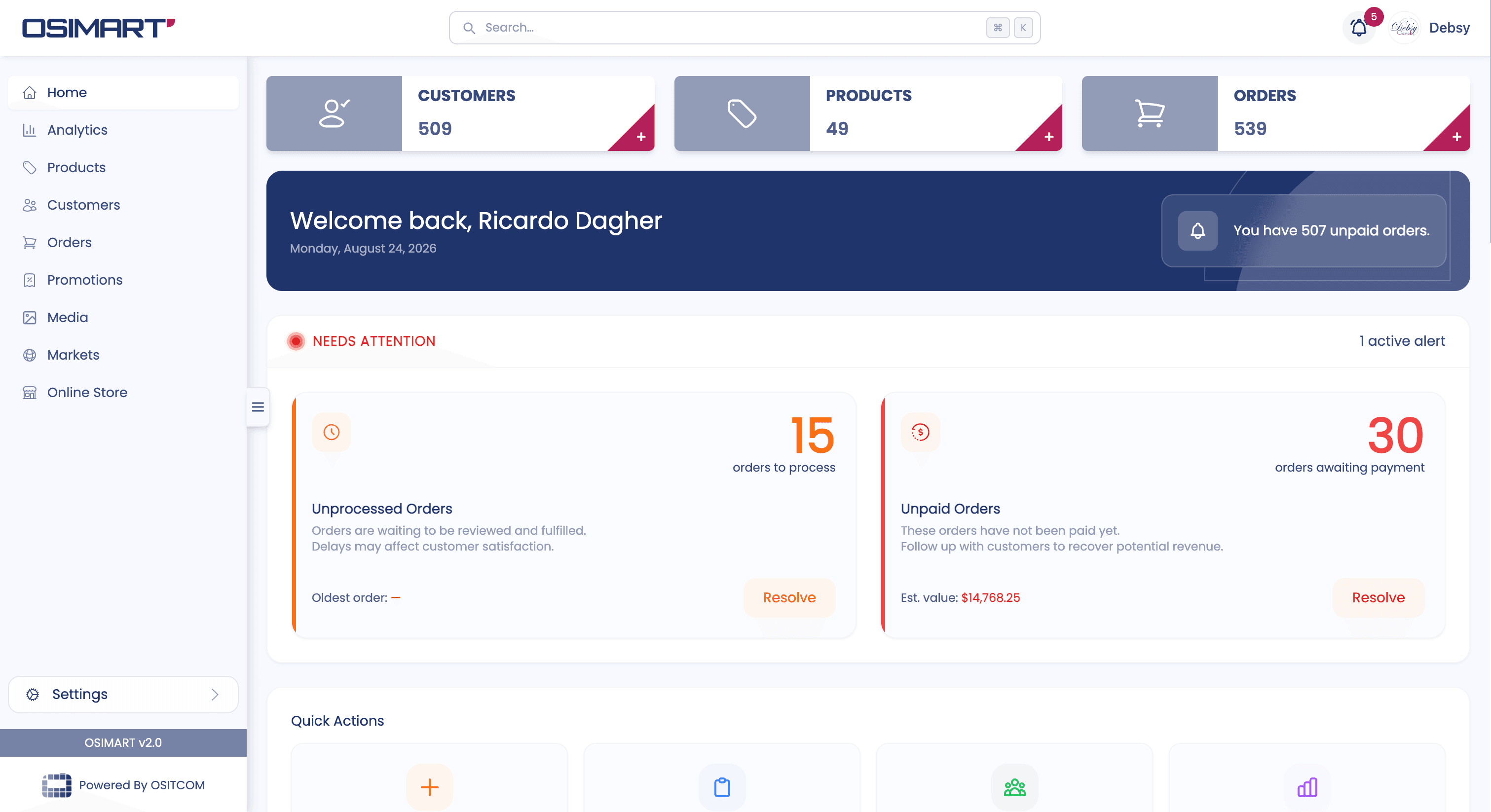 Osimart dashboard preview