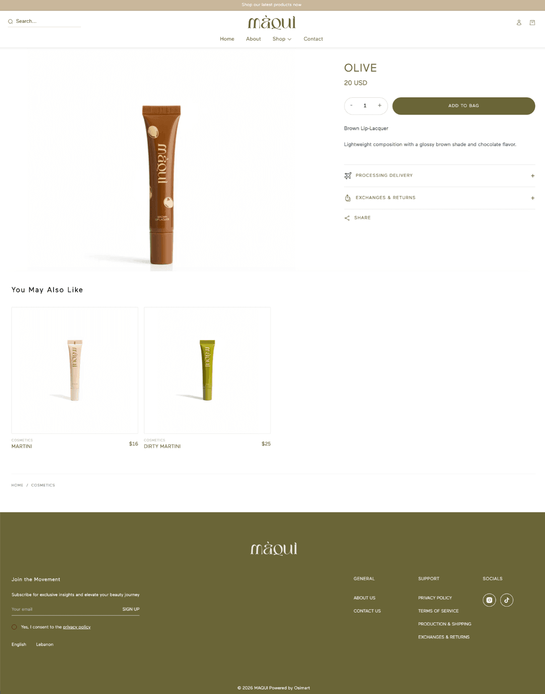 Maqui Cosmetics website